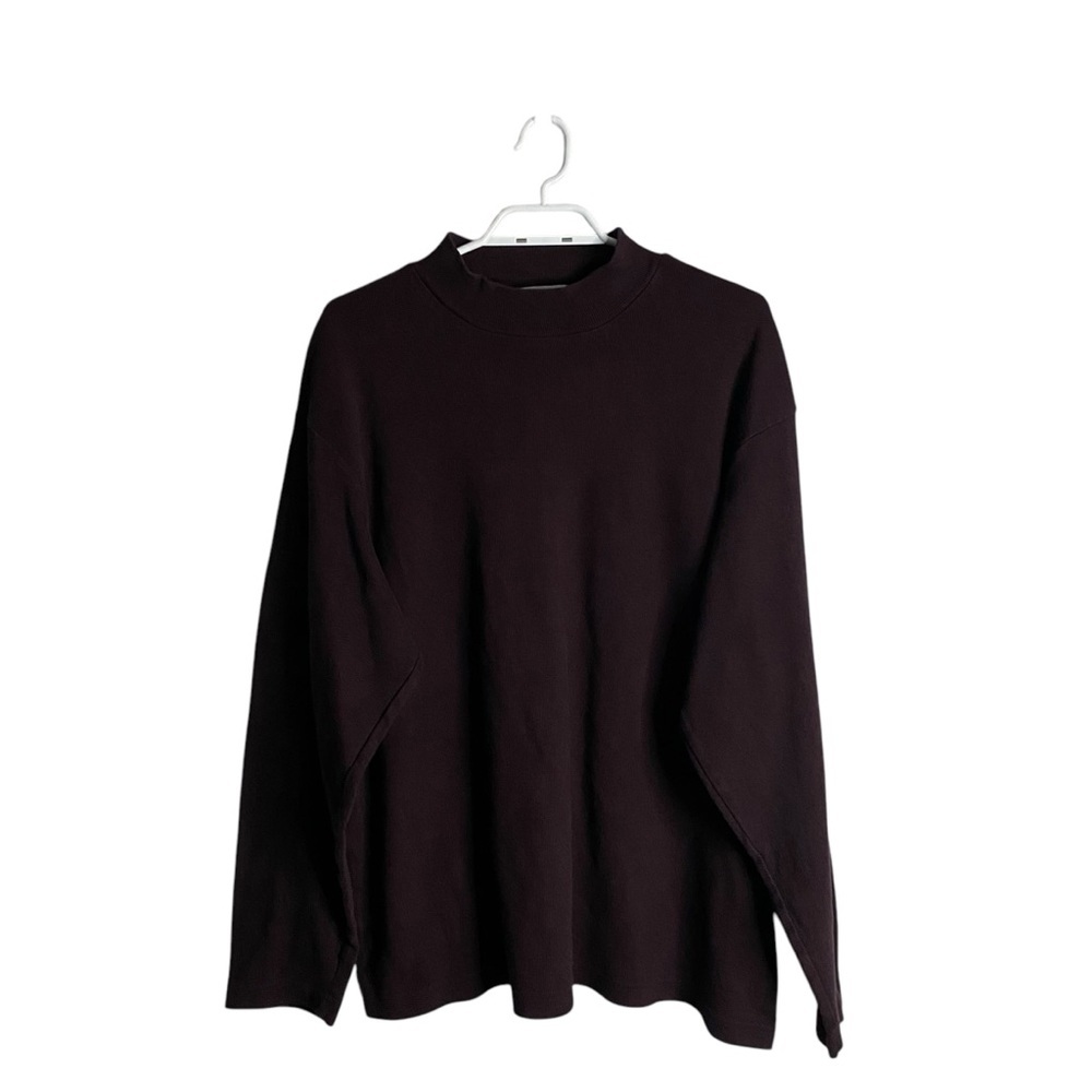 Pierre Cardin Men's Plum 100% Cotton Mock Neck Sweatshirt